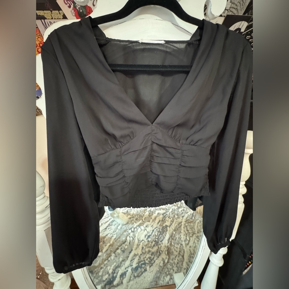Timing Black Ruched Blouse